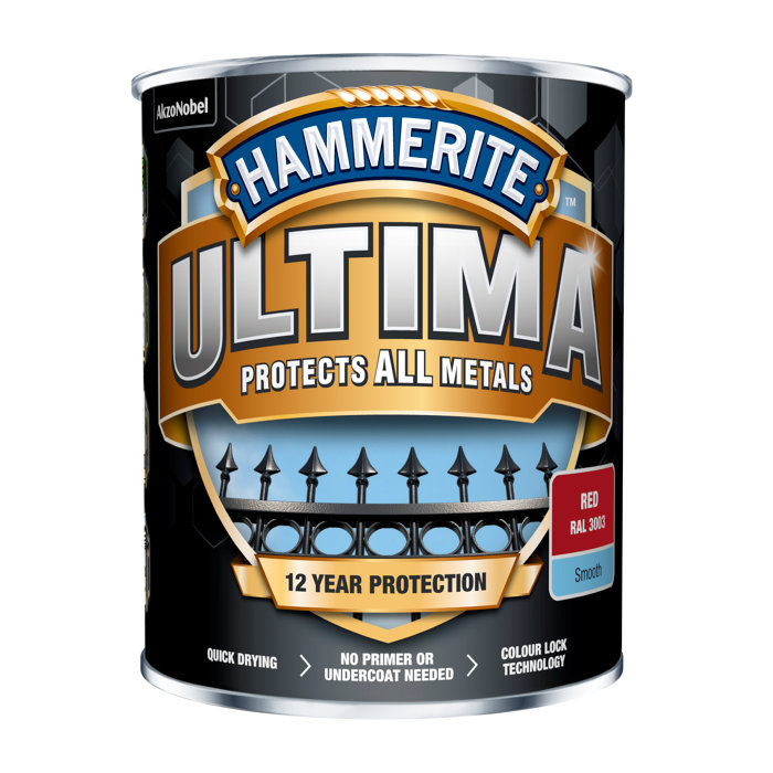 Hammerite Ultima rød metallmaling 750 ml